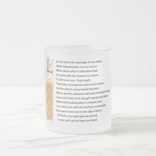 Shakespeare Sonnet 116 CXVI on Parchment Frosted Glass Coffee Mug