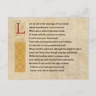 Shakespeare Sonnet 116 (CXVI) on Parchment Invitation