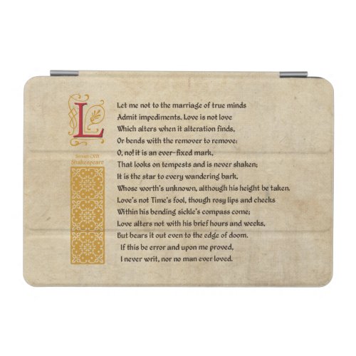 Shakespeare Sonnet 116 CXVI on Parchment iPad Mini Cover