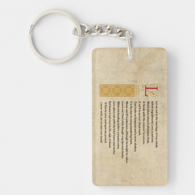 Shakespeare Sonnet 116 (CXVI) on Parchment Keychain (Front)