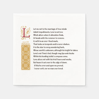Shakespeare Sonnet 116 (CXVI) on Parchment Napkins