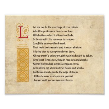 Shakespeare Sonnet 116 (cxvi) On Parchment Photo Print by Hakonart at Zazzle