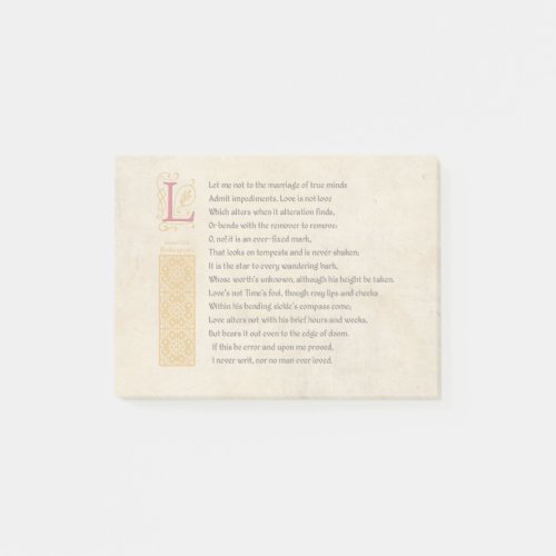 Shakespeare Sonnet 116 CXVI on Parchment Post_it Notes