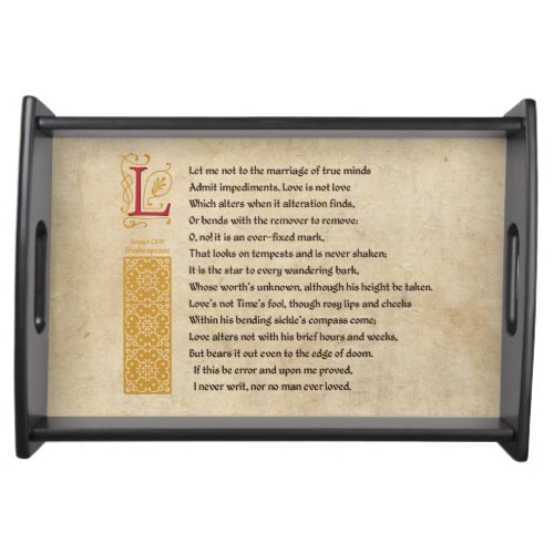 Shakespeare Sonnet 116 CXVI on Parchment Serving Tray