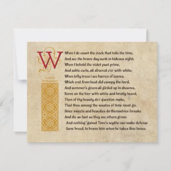 Shakespeare Sonnet 12 (xii) On Parchment Invitation by Hakonart at Zazzle
