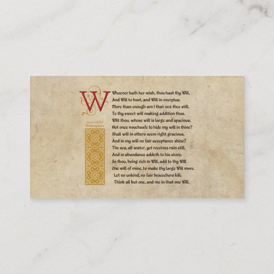 Shakespeare Business Cards - Business Card Printing | Zazzle