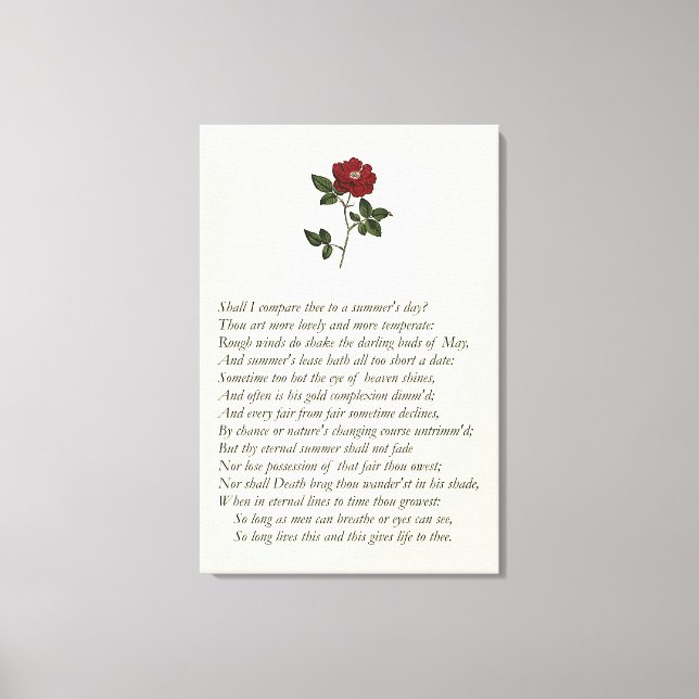 Shakespeare Sonnet # 18 Canvas Print (Front)