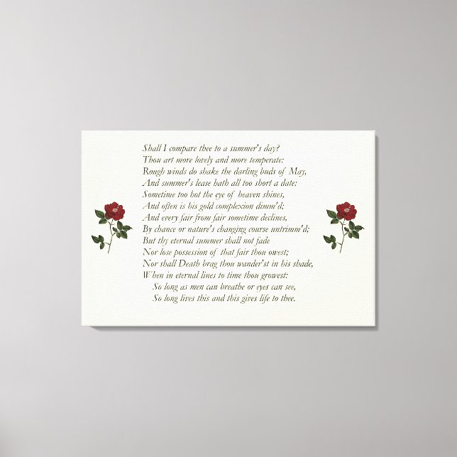 Shakespeare Sonnet # 18 Canvas Print (Front)