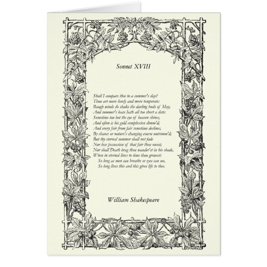Shakespeare Sonnet # 18 Cards (Front)