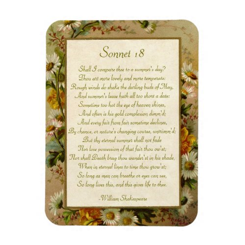 Shakespeare Sonnet 18 Magnet