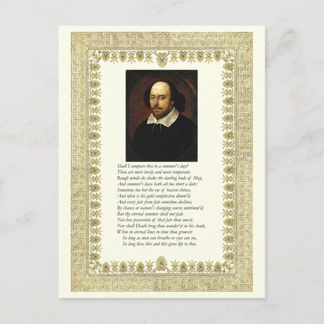 Shakespeare Sonnet # 18 Postcard (Front)