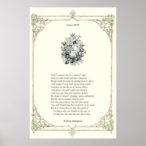 Shakespeare Sonnet # 18 Poster | Zazzle