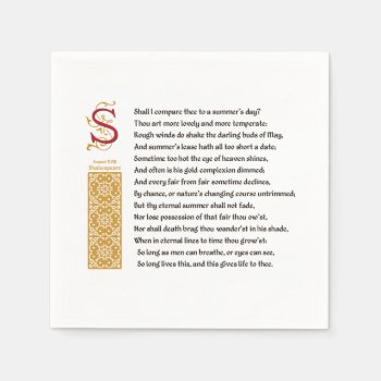 Shakespeare Sonnet 18 (xviii) On Parchment Napkins by Hakonart at Zazzle
