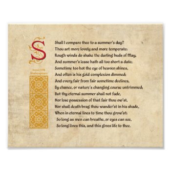 Shakespeare Sonnet 18 (xviii) On Parchment Photo Print by Hakonart at Zazzle
