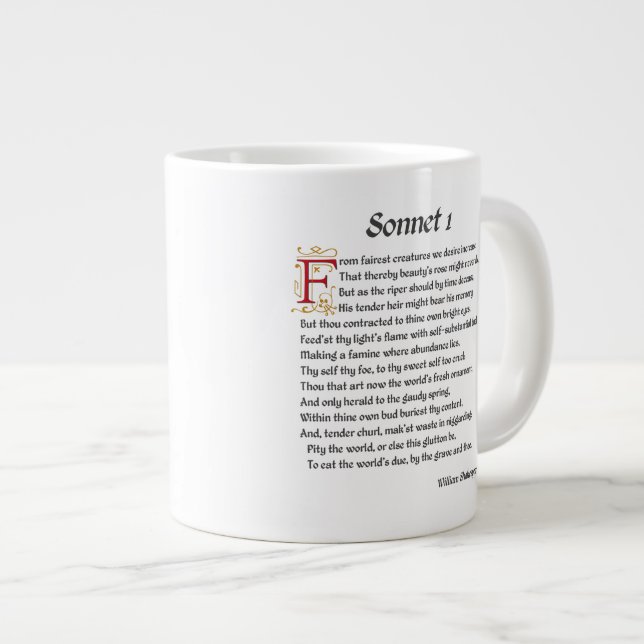 Shakespeare Sonnet 1 Giant Coffee Mug (Front Right)