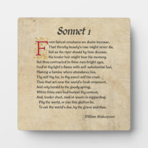 Shakespeare Sonnet 1 Parchment Plaque