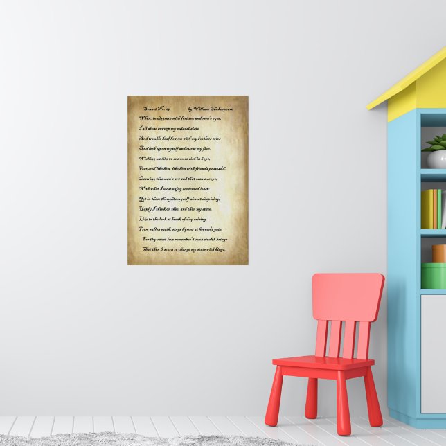 仏CD  Shakespeare  1737322  /00110 Shakespeare Sonnet 29 Poster | Zazzle