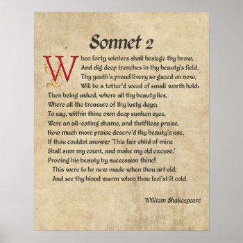 Shakespeare Sonnet 2 Parchment Poster by Hakonart at Zazzle