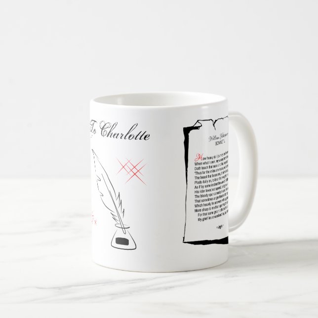 Shakespeare Sonnet 50 Coffee Mug (Front Right)