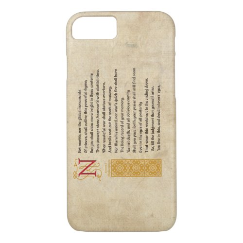 Shakespeare Sonnet 55 LV on Parchment iPhone 87 Case