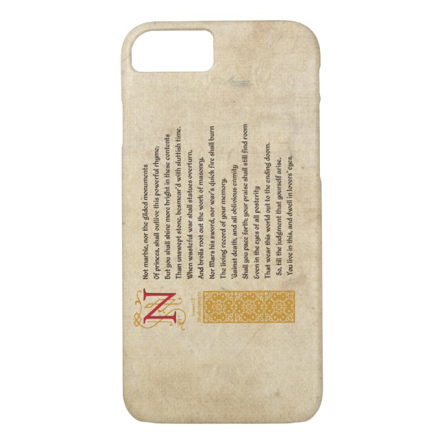 Shakespeare Sonnet 55 (LV) on Parchment Case-Mate iPhone Case (Back)