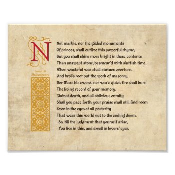 Shakespeare Sonnet 55 (lv) On Parchment Photo Print by Hakonart at Zazzle