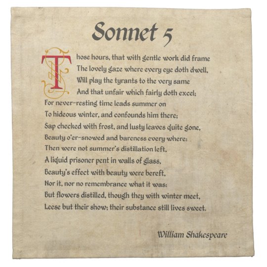 Shakespeare Sonnet 5 Parchment Napkin | Zazzle.com
