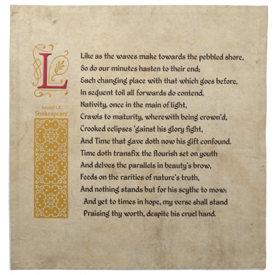 Shakespeare Sonnet 60 (LX) on Parchment Cloth Napkin | Zazzle.com