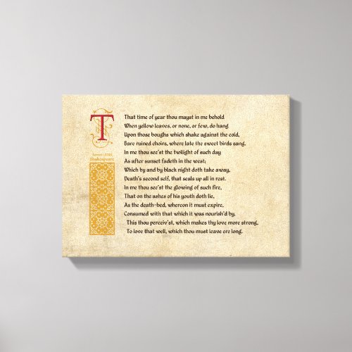 Shakespeare Sonnet 73LXXIII on Parchment Canvas Print