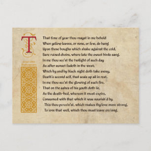 Shakespeare Sonnet 73(LXXIII) on Parchment Postcard