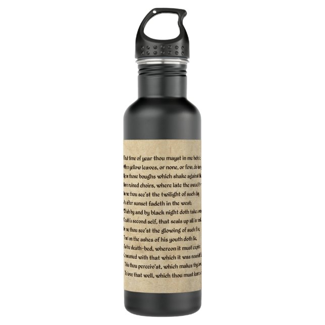 Shakespeare Sonnet 73 (LXXIII) on Parchment Water Bottle (Front)