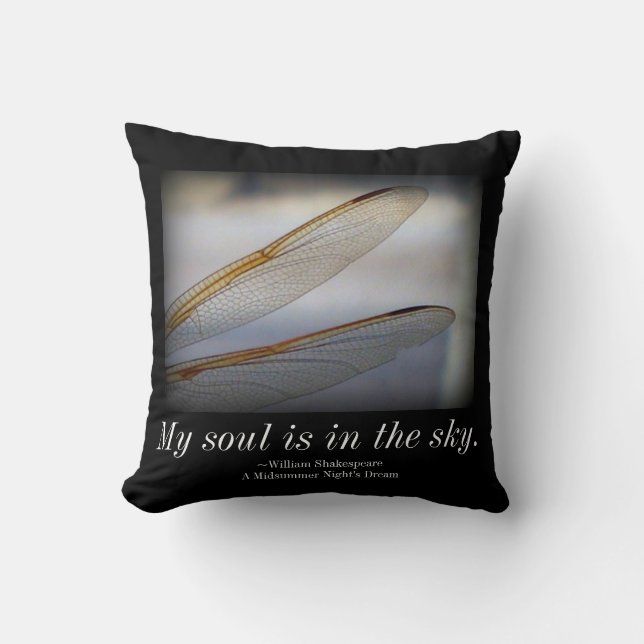 Shakespeare Soul Quote Dragonfly Wings Throw Pillow (Front)