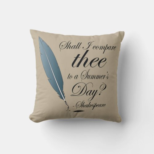 Shakespeare Summers Day Quote Throw Pillow