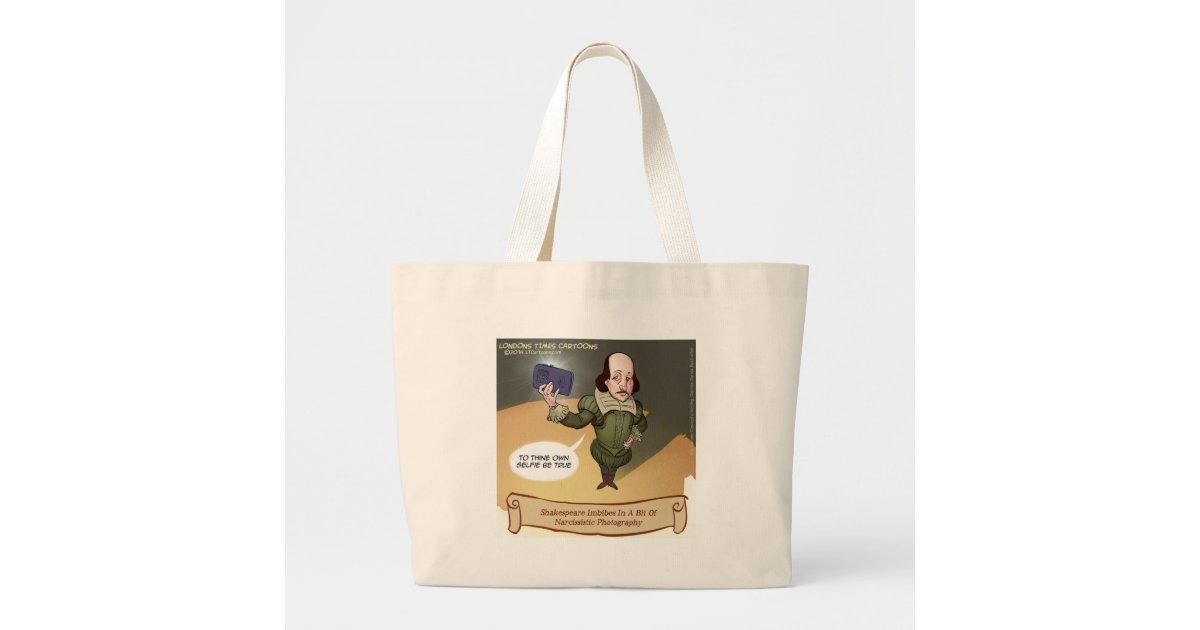 Shakespeare Print Canvas Tote Bag, Reusable Shopping Bags, Large
