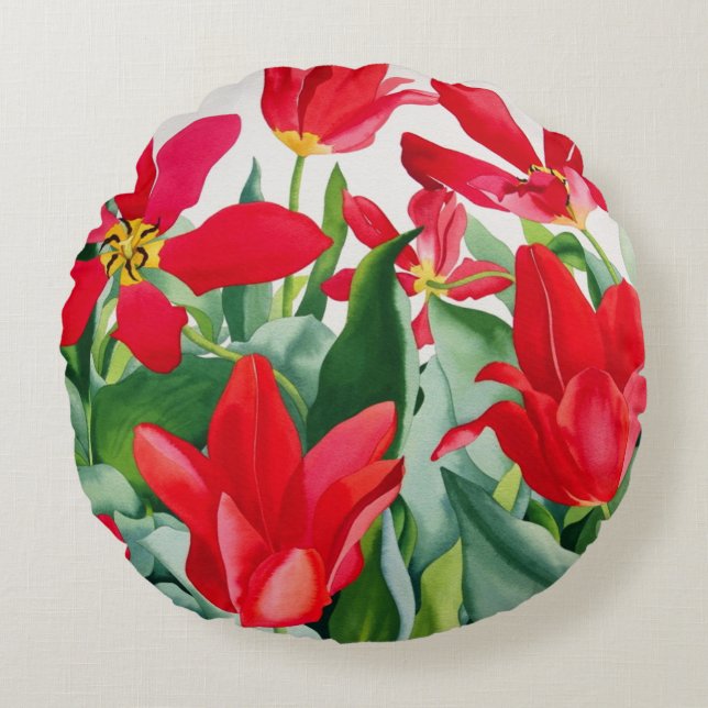 Shakespeare Tulips Round Pillow (Front)