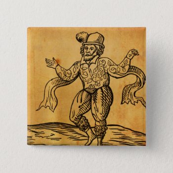 Shakespeare Will Kempe Woodcut Square Button by HumphreyKing at Zazzle