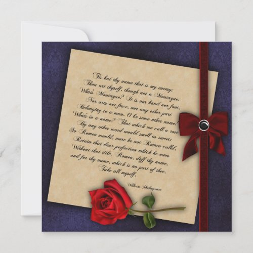 Shakespearean Rose Gothic Wedding Invitation