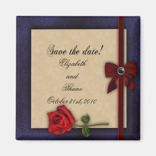 Shakespearean Rose Wedding Save The Date Magnet
