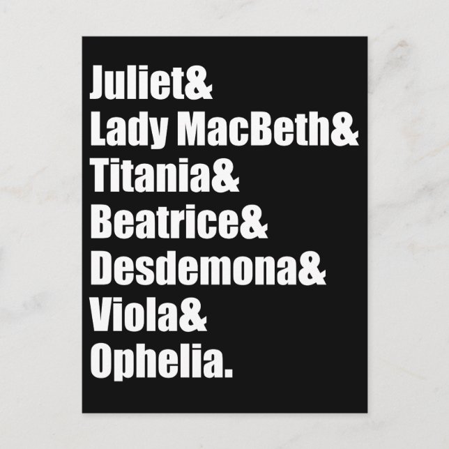 Shakespeare's Ladies Postcard (Front)