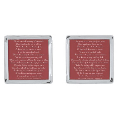 Shakespeares Sonnet 116 Cufflinks