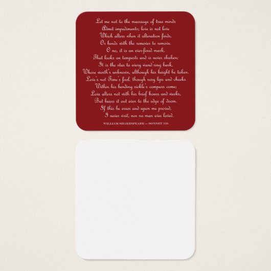 Shakespeare's Sonnet 116 Square Magnet (Front & Back)