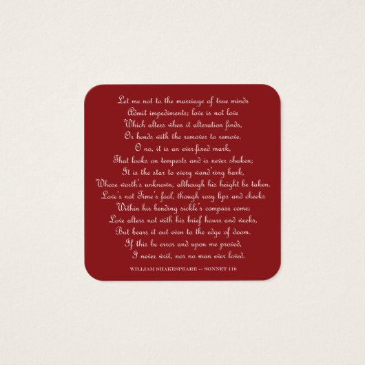 Shakespeare's Sonnet 116 Square Magnet (Front)
