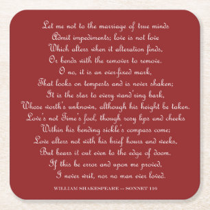 Shakespeare's Sonnet 116 Square Magnet Square Paper Coaster