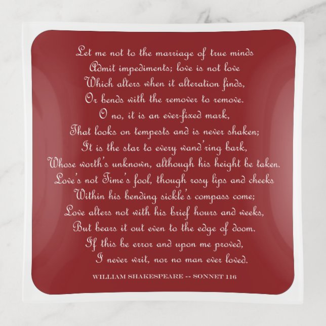Shakespeare's Sonnet 116 Square Magnet Trinket Tray (Front)