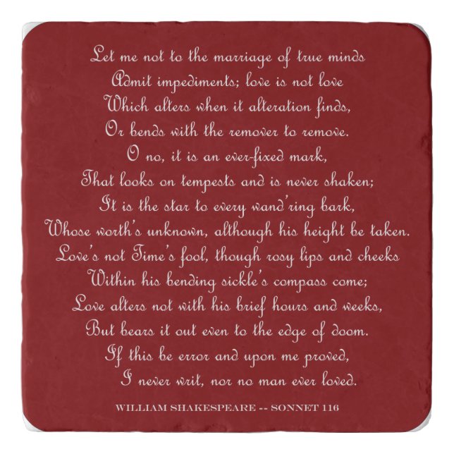 Shakespeare's Sonnet 116 Square Magnet Trivet (Front)