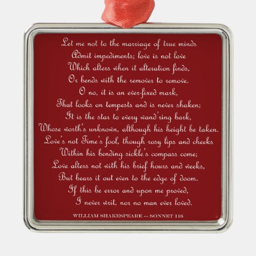 Shakespeares Sonnet 116 Square ornament