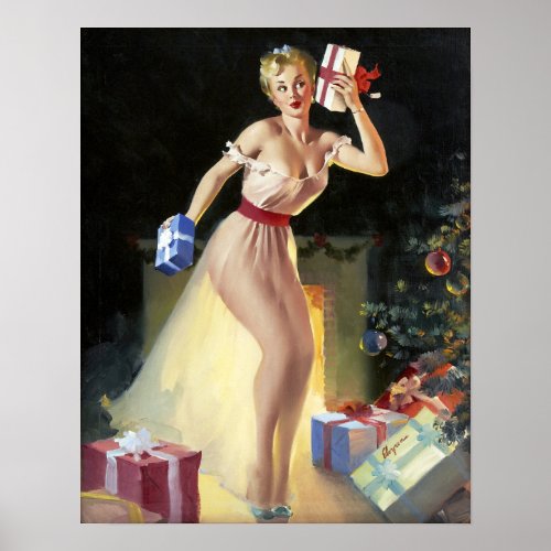 Shaking the Presents Pin Up Poster