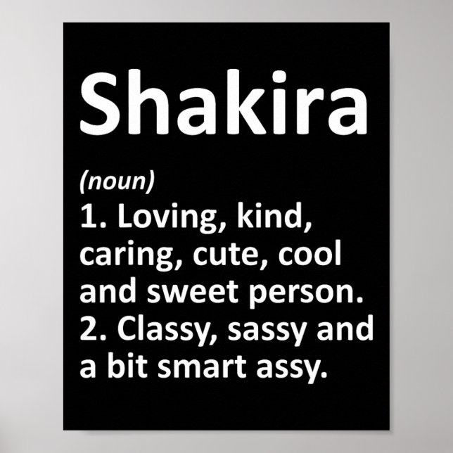 Shakira Definition Personalized Name Funny Birthda Poster (Front)