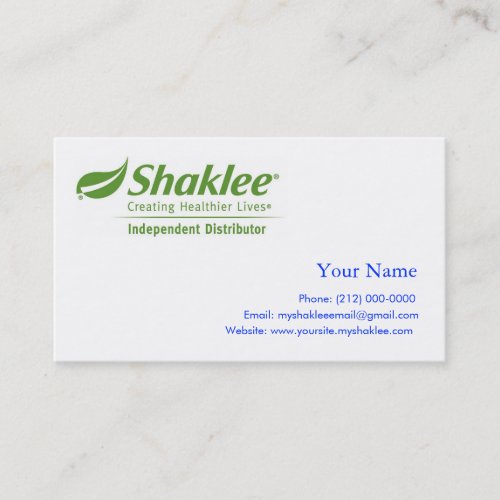 Shaklee Independent Distributer Business Card