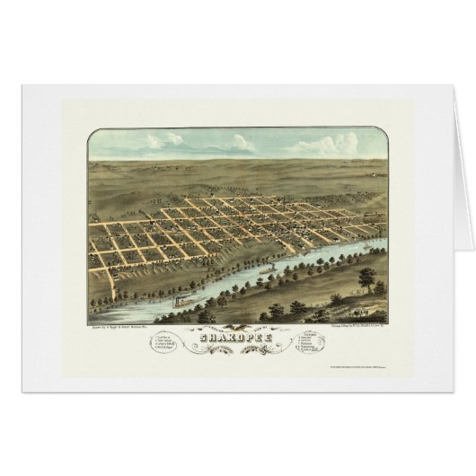 Shakopee, MN Panoramic Map - 1869 Cards (Front Horizontal)